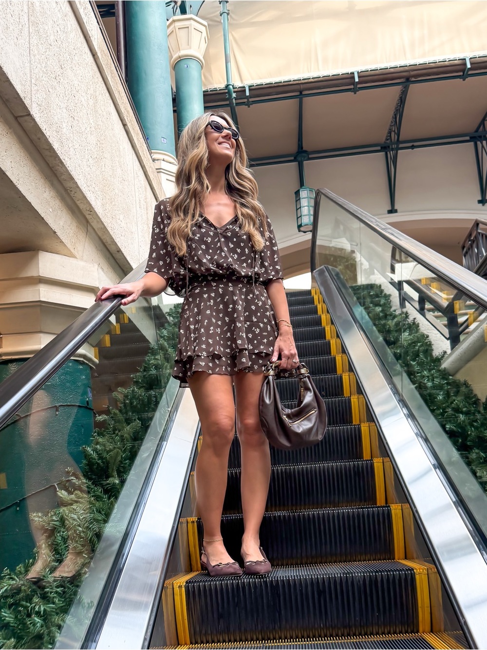 Abercrombie & Fitch Brown angel sleeve sheer Mini Dress